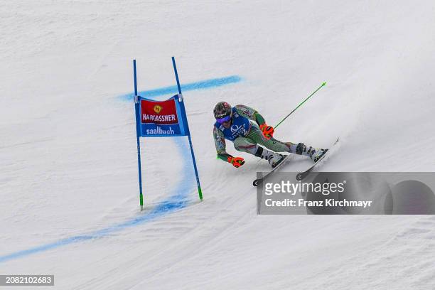 Joan Verdu of Andorra competes during the Men´s Giant Slalom at Audi FIS Alpine Ski World Cup Finals on March 16, 2024 in Saalbach-Hinterglemm,...