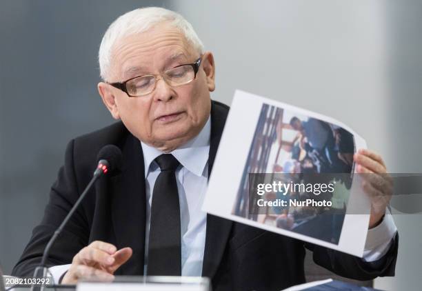 Jaroslaw Kaczynski, the leader of Law and Justice , is testifying in front of the parliamentary committee investigating the alleged use of Pegasus...