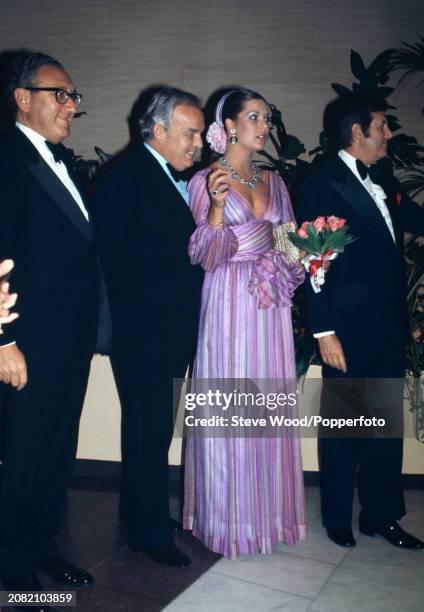 Henry Kissinger , Prince Rainier III and Princess Caroline of Monaco attending the International Variety Club convention in Monte Carlo, Monaco in...