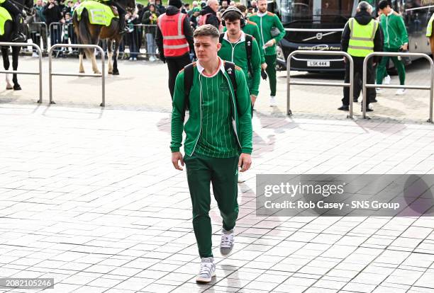 Celtic's Daniel Kelly arrives before a cinch Premiership match between Celtic and St Johnstone at Celtic Park, on March 16 in Glasgow, Scotland.