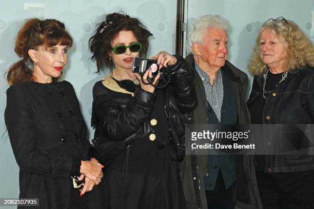 Susie Lindeman, Helena Bonham Carter, John Bright and Jenny Beavan attend the "Merchant Ivory" screening during BFI Flare 2024 at BFI Southbank on...