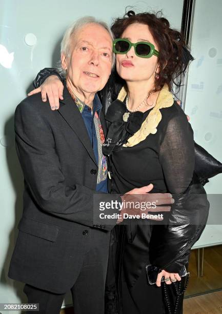 Nickolas Grace and Helena Bonham Carter attend the "Merchant Ivory" screening during BFI Flare 2024 at BFI Southbank on March 16, 2024 in London,...