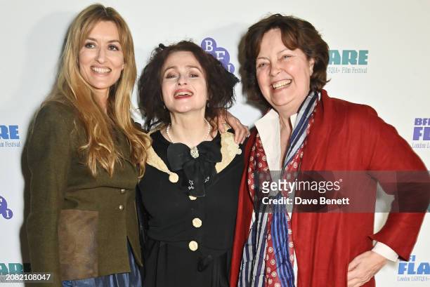 Natascha McElhone, Helena Bonham Carter and Greta Scacchi attend the "Merchant Ivory" screening during BFI Flare 2024 at BFI Southbank on March 16,...