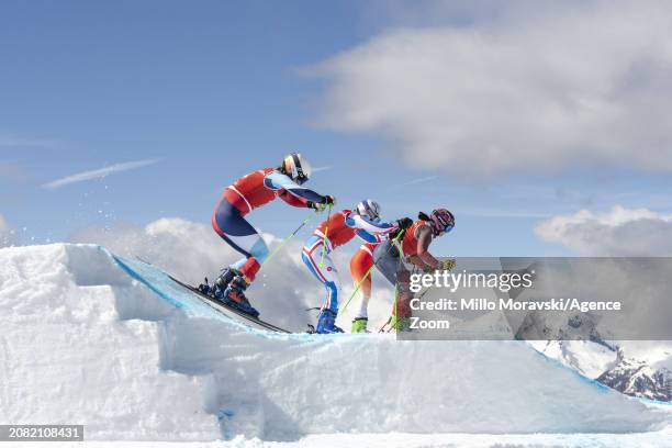 Marielle Berger Sabbatel of Team France in action during the FIS Freestyle Ski Cross World Cup Men's and Women's Ski Cross on March 16, 2024 in...