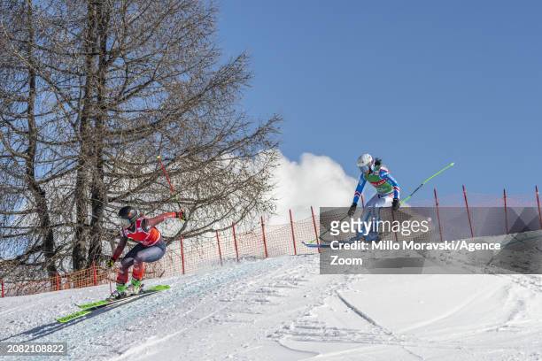 Marielle Berger Sabbatel of Team France in action during the FIS Freestyle Ski Cross World Cup Men's and Women's Ski Cross on March 16, 2024 in...