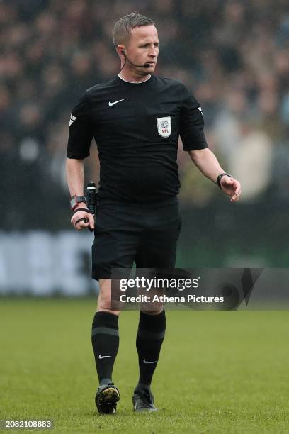 Referee David Webb in action during the Sky Bet Championship match between Swansea City and Cardiff City at the Swansea.com Stadium on March 16, 2024...