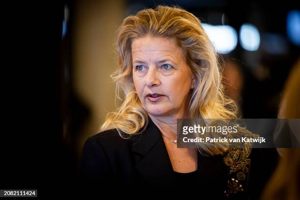 Princess Mabel of The Netherlands attends the award ceremony of the Prince Friso engineer prize at the Haagse Hogeschool on March 13, 2024 in The...