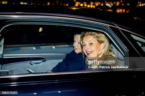 Princess Beatrix of The Netherlands and Princess Mabel of The Netherlands arrive at the award ceremony of the Prince Friso engineer prize at the...