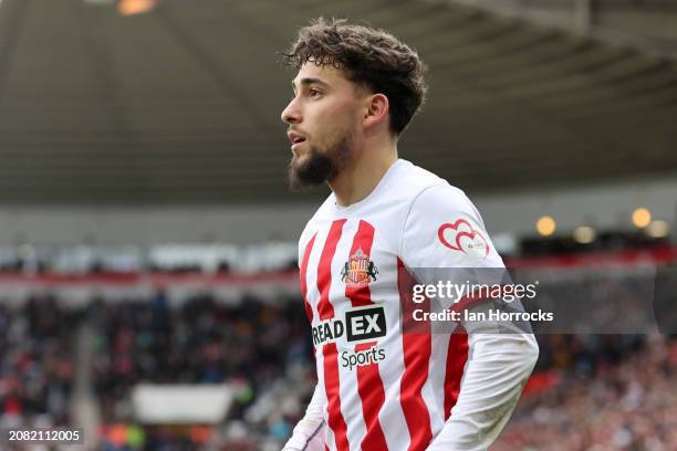 Adil Aouchiche of Sunderland during the Sky Bet Championship match between Sunderland and Queens Park Rangers at Stadium of Light on March 16, 2024...