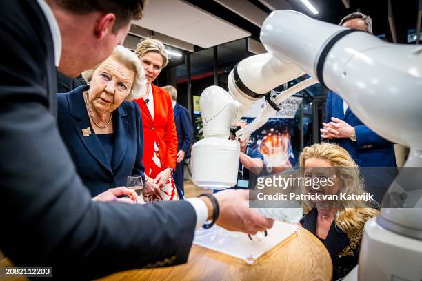 Princess Beatrix of The Netherlands and Princess Mabel of The Netherlands attend the award ceremony of the Prince Friso engineer prize at the Haagse...