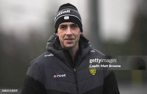 Carlow , Ireland - 16 March 2024; Donegal manager Jim McGuinness during the Allianz Football League Division 2 match between Kildare and Donegal at...