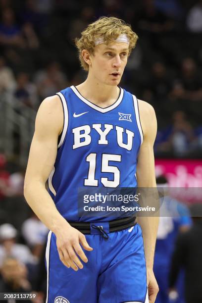 Brigham Young Cougars guard Richie Saunders in the first half of a Big 12 tournament quarterfinal game between the Brigham Young Cougars and Texas...