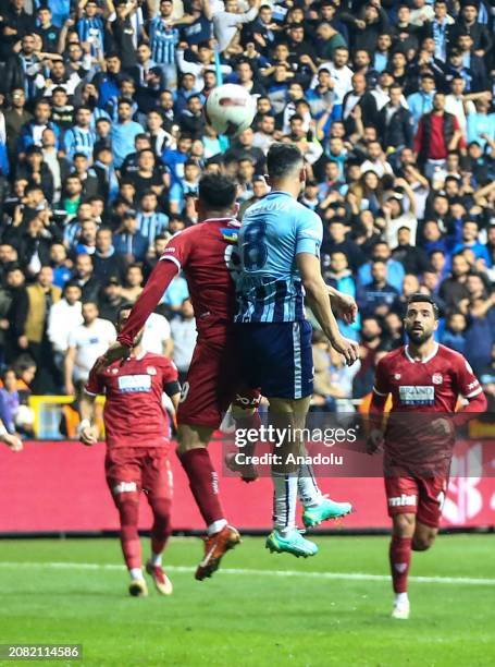Emre Akbaba of Yukatel Adana Demirspor competes during the Turkish Super Lig 30th week match between Yukatel Adana Demirspor and EMS Yapi Sivasspor...