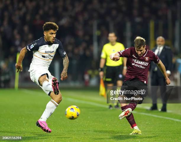 Toma Basic of US Salernitana 1919 is playing during the Serie A TIM match between US Salernitana and US Lecce in Salerno, Italy, on March 16, 2024.