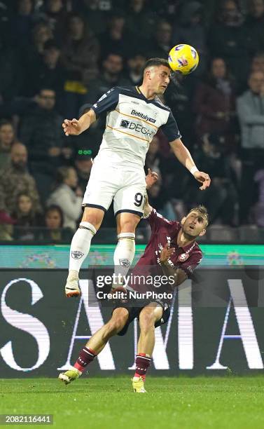 Roberto Piccoli of US Lecce is playing during the Serie A TIM match between US Salernitana and US Lecce in Salerno, Italy, on March 16, 2024.