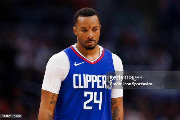 Clippers guard Norman Powell during an NBA basketball game against the Minnesota Timberwolves on March 12, 2024 at Crypto.com Arena in Los Angeles,...
