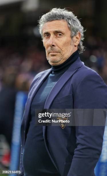 Luca Gotti, the head coach of US Lecce, is watching the Serie A TIM match between US Salernitana and US Lecce in Salerno, Italy, on March 16, 2024.