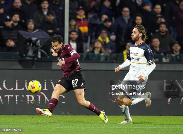 Antonio Candreva of US Salernitana 1919 is playing during the Serie A TIM match between US Salernitana and US Lecce in Salerno, Italy, on March 16,...