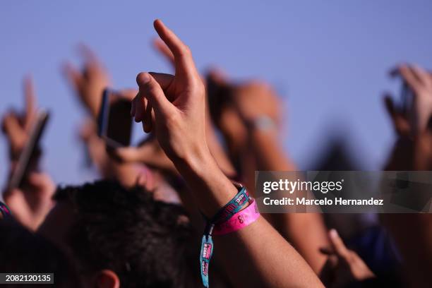 Fans watch The Offspring perform during day 2 of Lollapalooza 2024 at Parque Cerrillos on March 16, 2024 in Santiago, Chile.