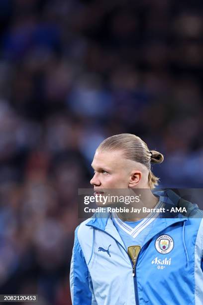 Erling Haaland of Manchester City during the Emirates FA Cup Quarter Final match between Manchester City and Newcastle United at Etihad Stadium on...