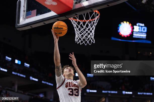 Illinois Fighting Illini forward Coleman Hawkins goes up for a shot during the second half of the Big Ten Men's Basketball Tournament semi finals...