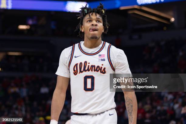Illinois Fighting Illini guard Terrence Shannon Jr. Looks on during the second half of the Big Ten Men's Basketball Tournament semi finals game...