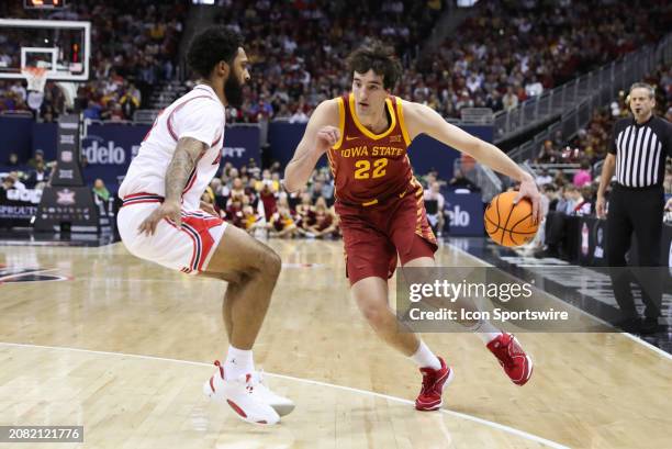 Iowa State Cyclones forward Milan Momcilovic drives with the ball in the first half of the Big 12 tournament final between the Iowa State Cyclones...