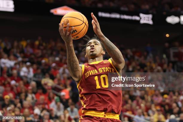 Iowa State Cyclones guard Keshon Gilbert goes in for a layup in the first half of the Big 12 tournament final between the Iowa State Cyclones and...