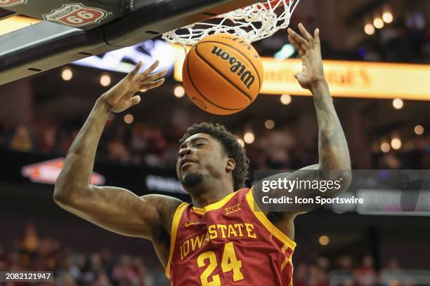 Iowa State Cyclones forward Hason Ward dunks the ball in the first half of the Big 12 tournament final between the Iowa State Cyclones and Houston...