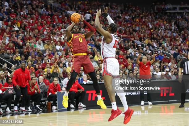 Iowa State Cyclones forward Tre King shoots a fade away jump shot in the first half of the Big 12 tournament final between the Iowa State Cyclones...