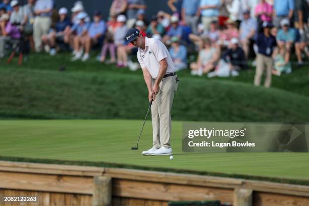 Poston putts on the 16th green during the third round of THE PLAYERS Championship at Stadium Course at TPC Sawgrass on March 16, 2024 in Ponte Vedra...