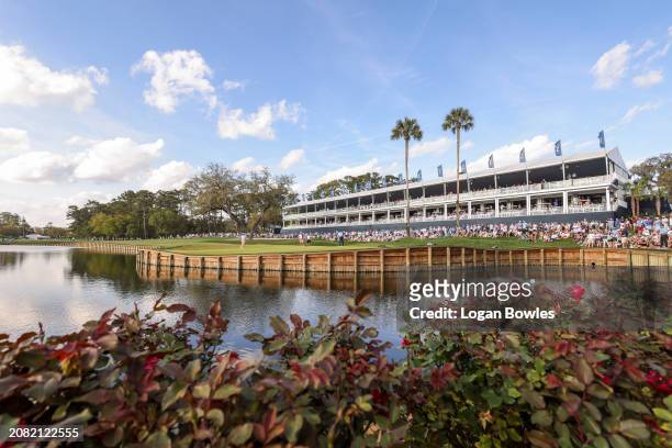 General view of the 16th green is seen during the third round of THE PLAYERS Championship at Stadium Course at TPC Sawgrass on March 16, 2024 in...