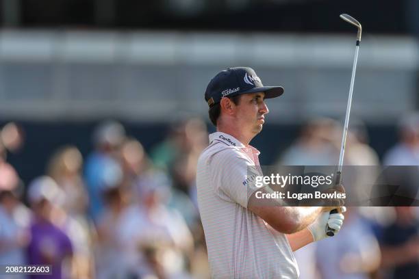 Poston plays a shot from the 17th tee during the third round of THE PLAYERS Championship at Stadium Course at TPC Sawgrass on March 16, 2024 in Ponte...