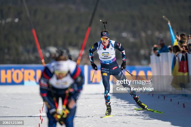 Tarjei Boe of Norway in action during the Men 12.5 km Pursuit at the BMW IBU World Cup Biathlon on March 16, 2024 in Canmore, Canada.