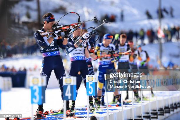 Tommaso Giacomel of Italy competes during the Men's Pursuit at the BMW IBU World Cup Biathlon Canmore on March 16, 2024 in Canmore, Canada.