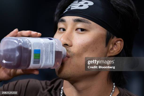 Ha-Seong Kim, baseball player of the San Diego Padres team, during the 2024 Seoul Series Workout Day at Gocheok Sky Dome ahead of the MLB World Tour...