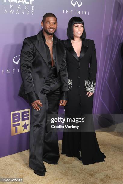 Usher and Jennifer Goicoechea at the 55th NAACP Image Awards held at The Shrine Auditorium on March 16, 2024 in Los Angeles, California.