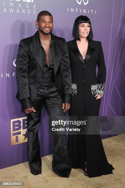 Usher and Jennifer Goicoechea at the 55th NAACP Image Awards held at The Shrine Auditorium on March 16, 2024 in Los Angeles, California.
