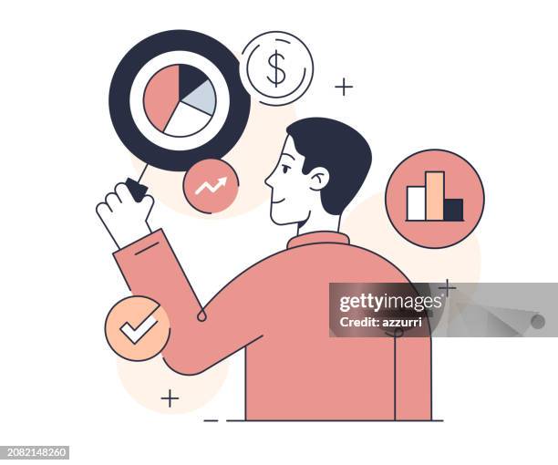 financial research illustration - financial analyst stock illustrations