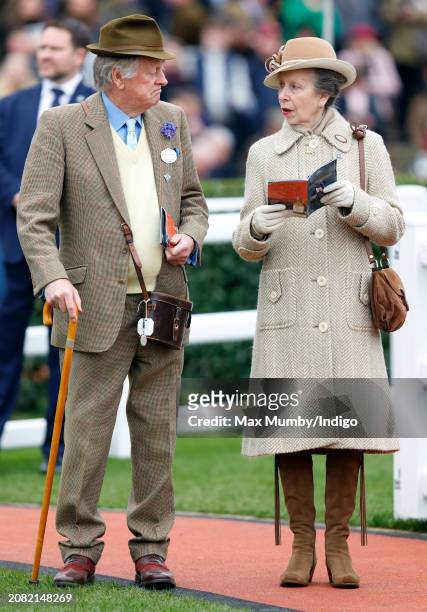 Andrew Parker Bowles and Princess Anne, Princess Royal attend day 2 'Style Wednesday' of the Cheltenham Festival at Cheltenham Racecourse on March...