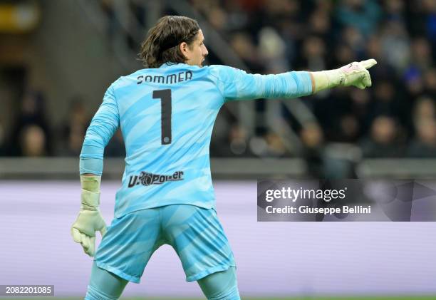 Yann Sommer of FC Internazionale gestures during the Serie A TIM match between FC Internazionale and Atalanta BC - Serie A TIM at Stadio Giuseppe...