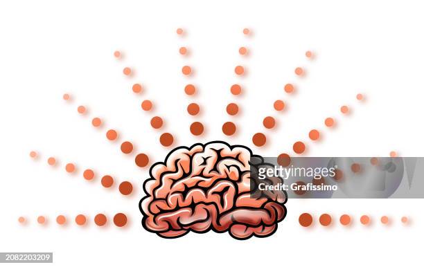 human brain with circle of dots illustration - software as a service stock illustrations