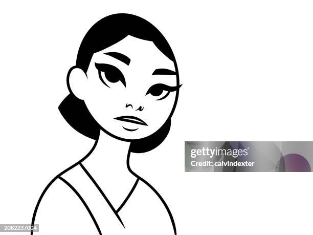 line art woman's portrait with copy space - professional facing camera stock illustrations