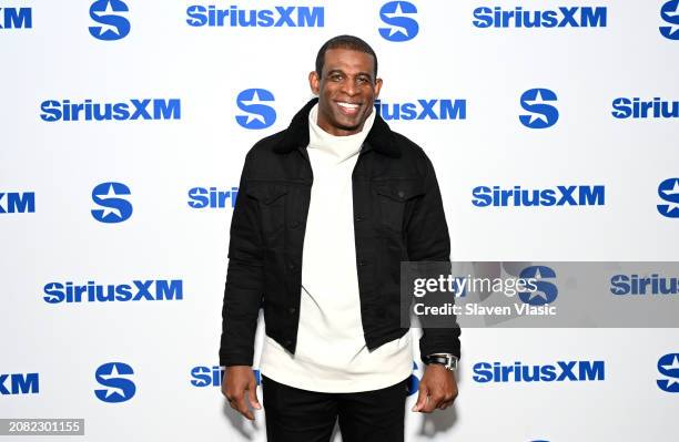 American football coach Deion Sanders visits SiriusXM Studios on March 13, 2024 in New York City.