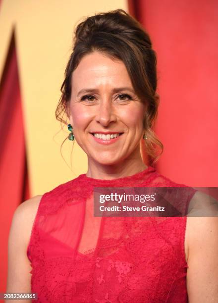 Anne Wojcicki arrives at the 2024 Vanity Fair Oscar Party Hosted By Radhika Jones at Wallis Annenberg Center for the Performing Arts on March 10,...