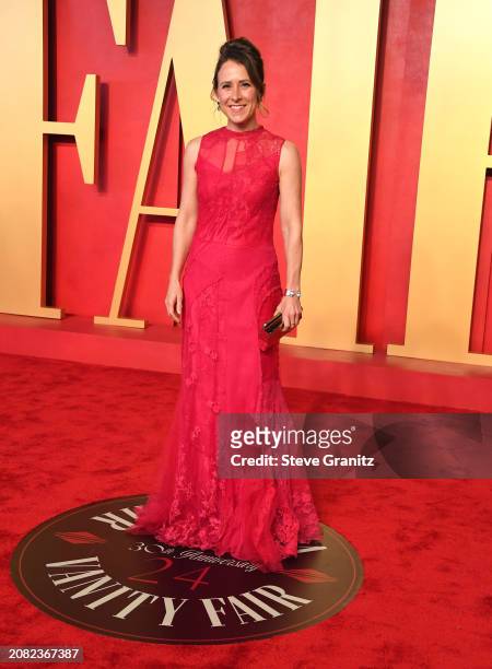 Anne Wojcicki arrives at the 2024 Vanity Fair Oscar Party Hosted By Radhika Jones at Wallis Annenberg Center for the Performing Arts on March 10,...