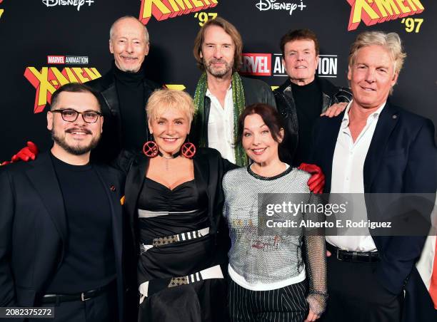 Chris Britton, Lenore Zann, Adrian Hough, Alyson Court, Chris Potter and Cal Dodd attend the X-Men '97 Launch Event at El Capitan Theatre in...