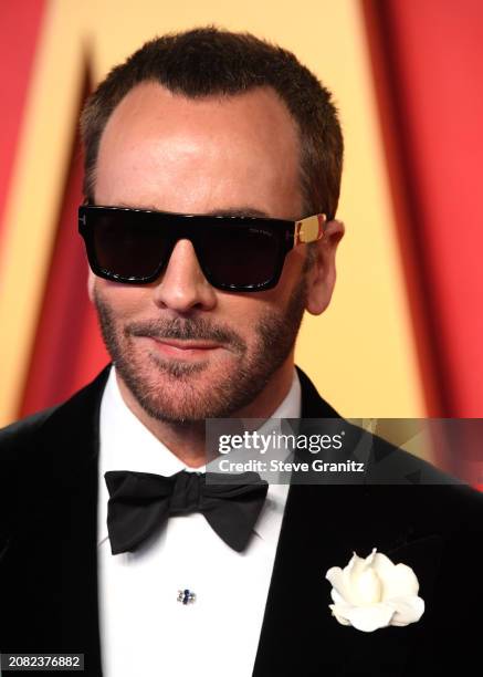 Tom Ford arrives at the 2024 Vanity Fair Oscar Party Hosted By Radhika Jones at Wallis Annenberg Center for the Performing Arts on March 10, 2024 in...