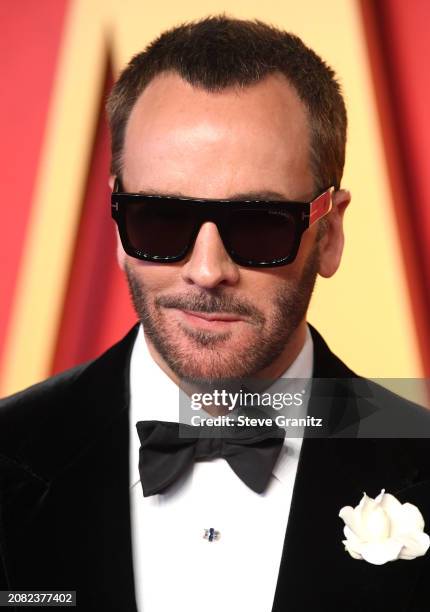 Tom Ford arrives at the 2024 Vanity Fair Oscar Party Hosted By Radhika Jones at Wallis Annenberg Center for the Performing Arts on March 10, 2024 in...