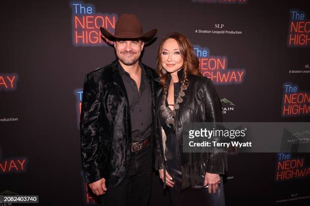 Rob Mayes and Pam Tillis attend The Neon Highway World Premiere at Belcourt Theatre on March 13, 2024 in Nashville, Tennessee.